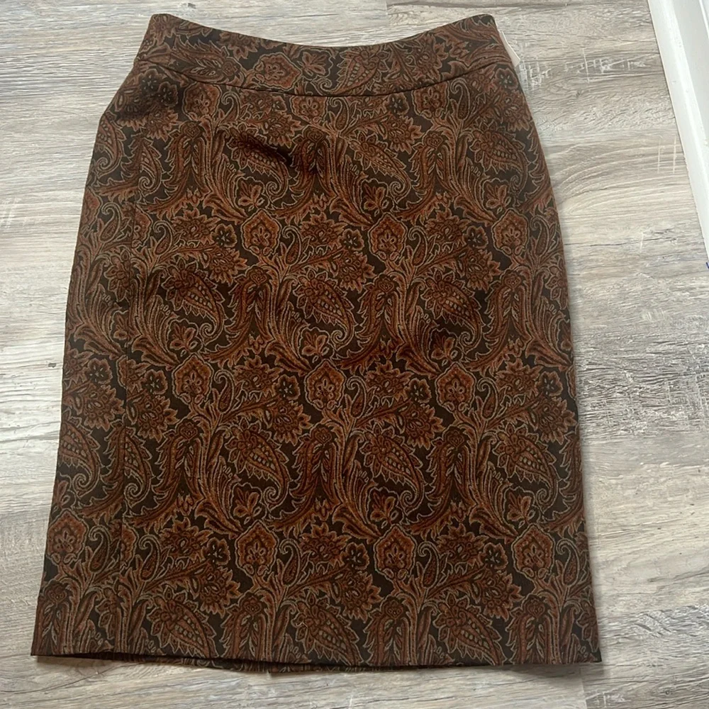 Women’s Vintage Harold's Paisley Challis Print Midi Length Wool Mix Skirt Size 4 - Picture 1 of 4